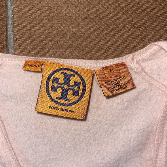 Tory Burch light pink WOOL V Neck Sweater M - Picture 3 of 12